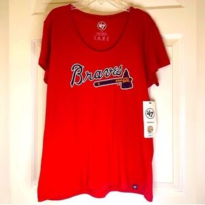 '47 Brand Atlanta Braves Red Women's Scoop Neck Tee, Size L, New!